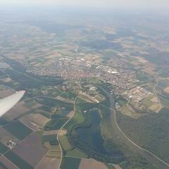 Flugwegposition um 13:13:55: Aufgenommen in der Nähe von Dillingen a.d. Donau, Deutschland in 2025 Meter